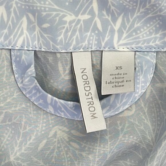 NWT Nordstrom Light Blue Floral Short Kimono Robe Sz XS missing belt - Picture 6 of 11